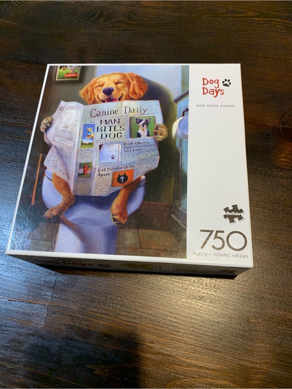 Buffalo David Bitton Dog Days Puzzle - White, Blue, Brown Artwork